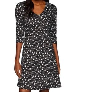 Like New Toad&Co Surplice Bodice Black White Triangle Stretch Dress Medium